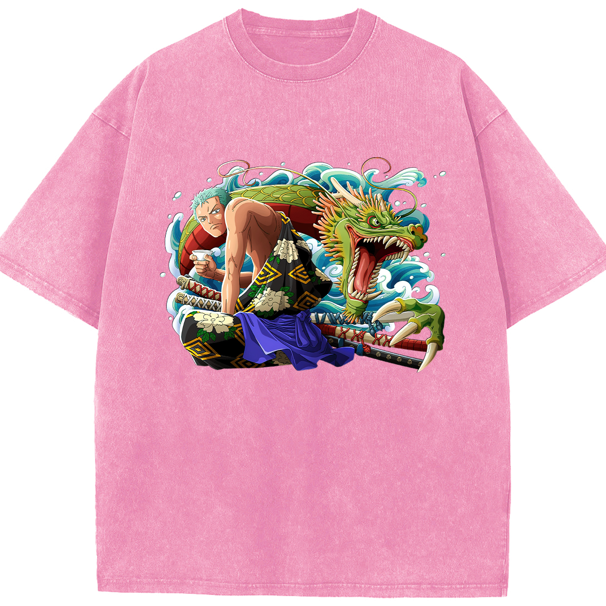 ワンピース ロロノア・ゾロ ONE PIECE Roronoa Zoro 綿100% ヴィンテージ風 半袖Tシャツ（フロントプリント）